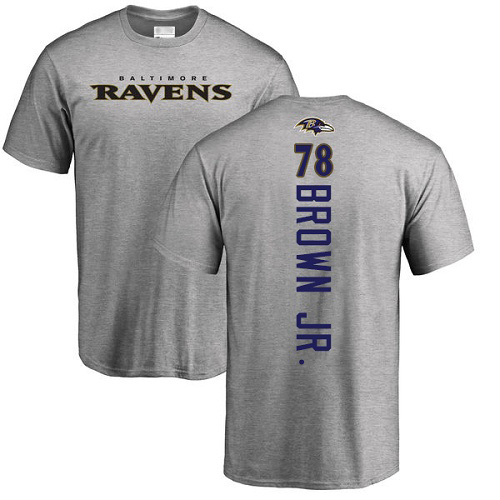 Men Baltimore Ravens Ash Orlando Brown Jr. Backer NFL Football #78 T Shirt